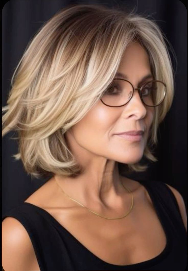 Alterslos und chic_ Bob Frisuren gestuft mit Brille für schöne Frauen ab 50