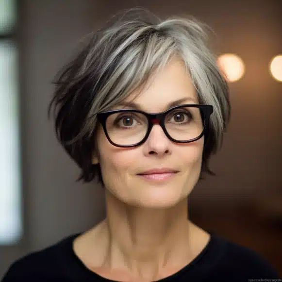 Alterslos und chic_ Bob Frisuren gestuft mit Brille für schöne Frauen ab 50