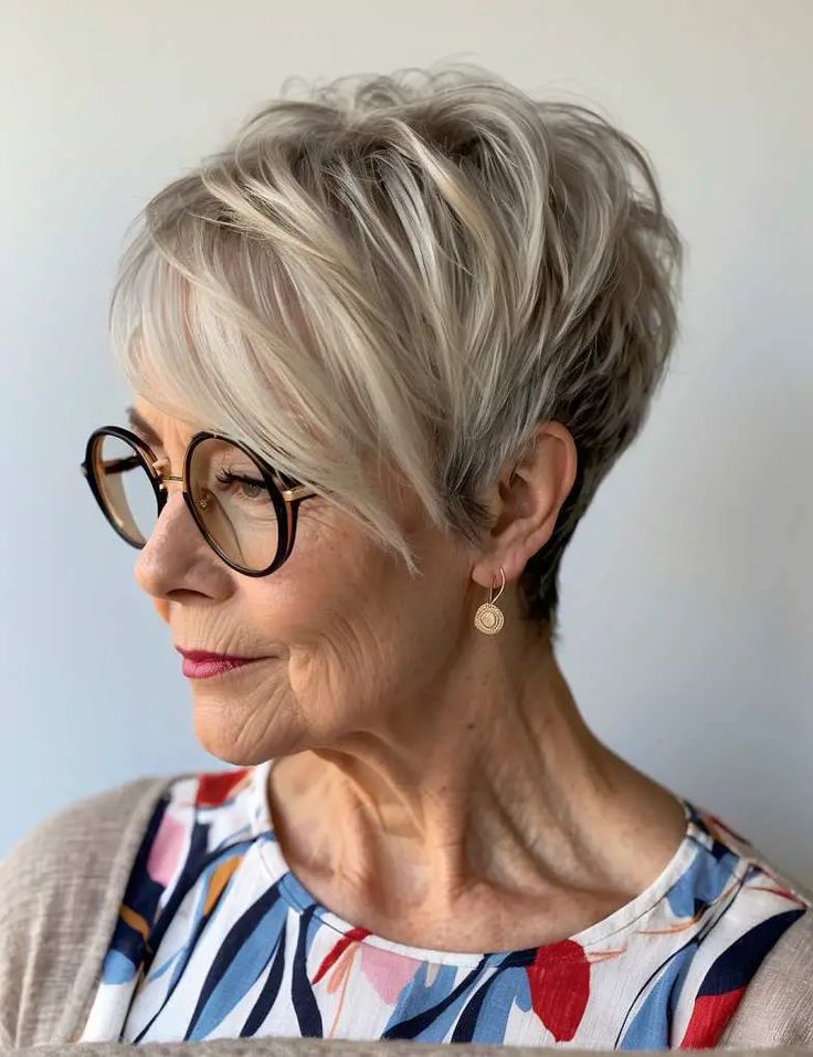 Alterslos und chic_ Bob Frisuren gestuft mit Brille für schöne Frauen ab 50